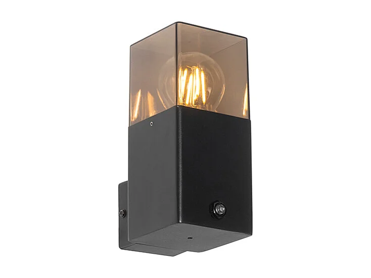 Applique murale extérieure noire IP44 avec capteur crépusculaire - Denmark