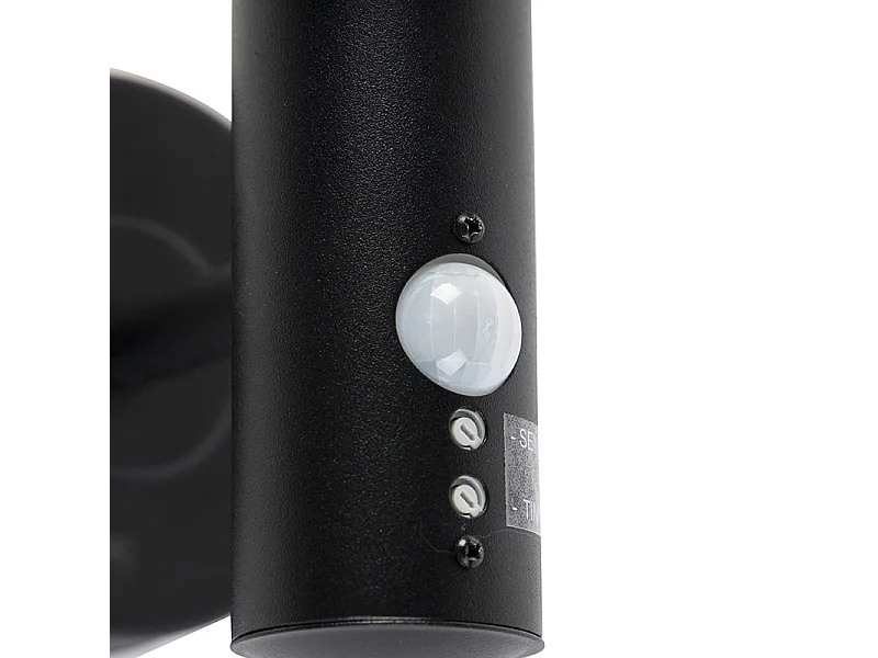 Applique d'extérieur noire avec détecteur de mouvement IP44 - Gleam