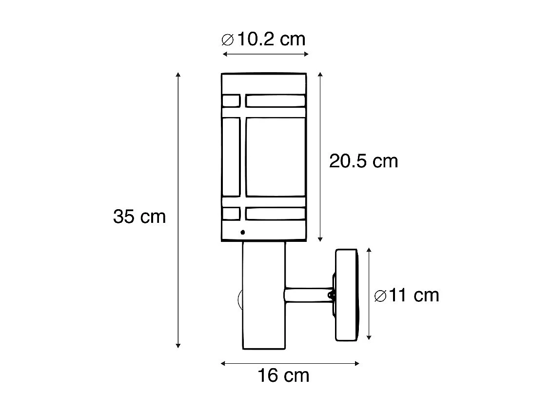 Applique murale d'extérieur noire avec détecteur de mouvement IP44 - Gleam