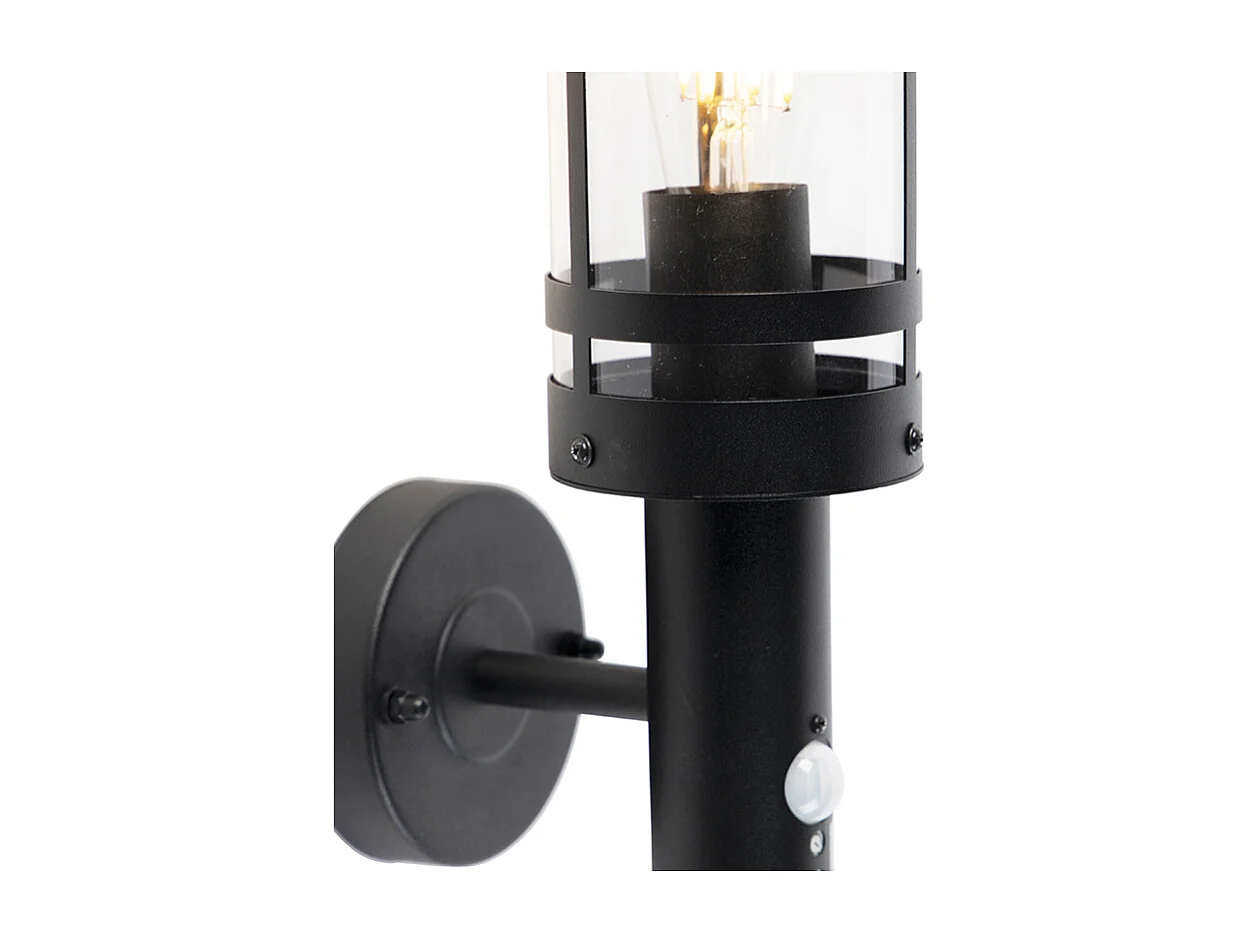 Applique murale d'extérieur noire avec détecteur de mouvement IP44 - Gleam