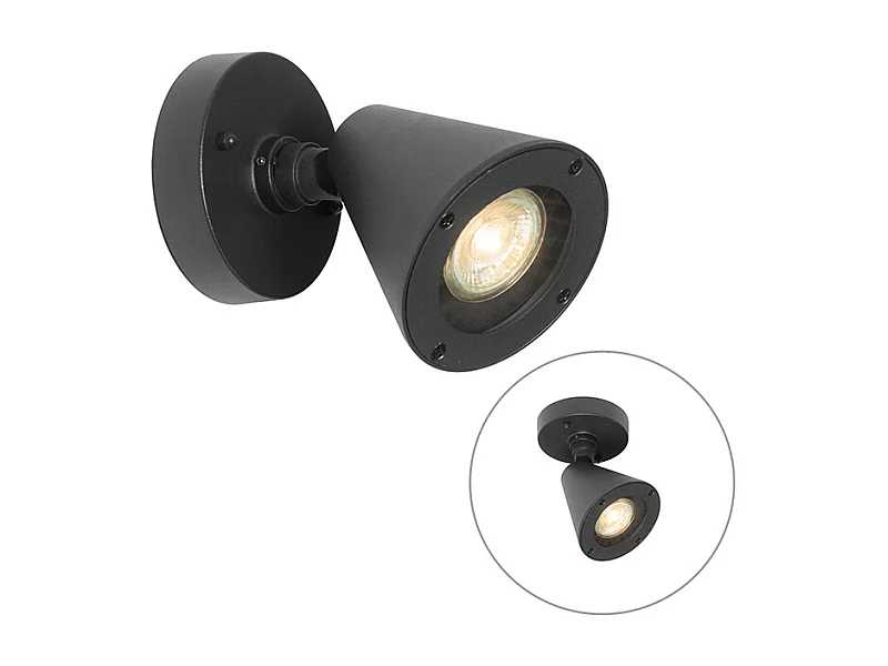 Applique murale extérieure moderne noire IP44 orientable - Ciara