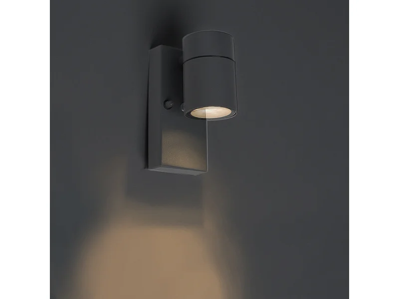 Applique murale extérieure anthracite IP44 avec capteur crépusculaire - Solo