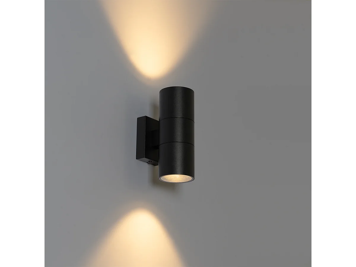 Applique murale d'extérieur moderne noire 2 lumières AR70 IP44 - Duo
