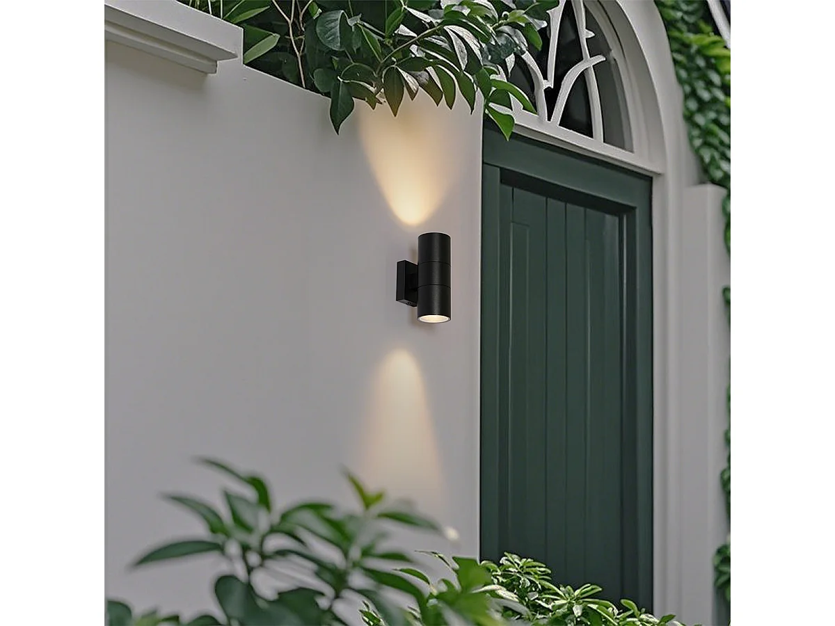 Applique murale d'extérieur moderne noire 2 lumières AR70 IP44 - Duo
