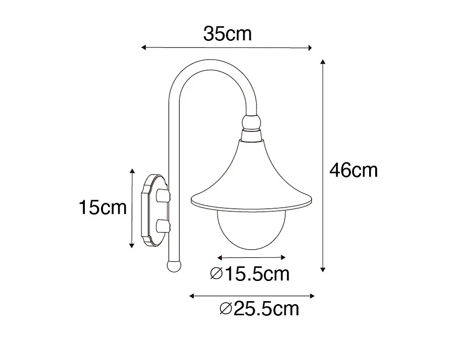 Applique d'extérieur classique or antique IP44 - Daphne