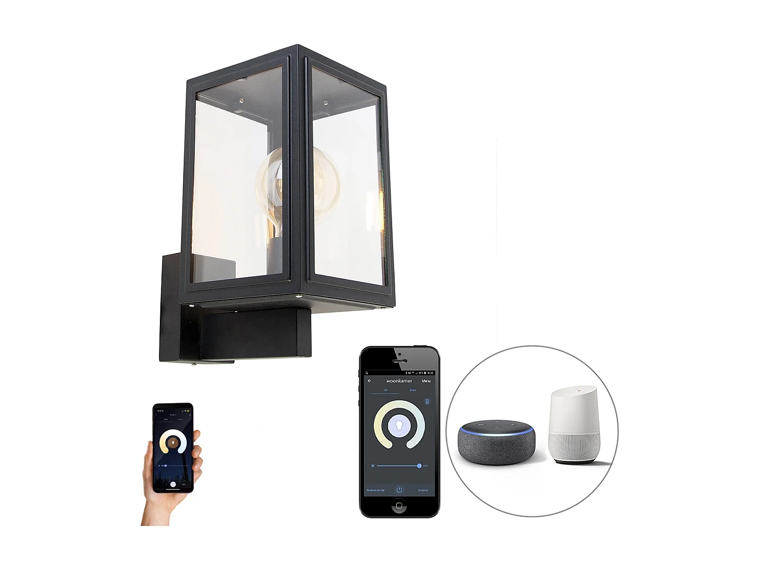 Applique murale rustique intelligente noire avec Wifi G95 - Sutton Up