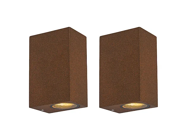 Ensemble de 2 appliques murales industrielles brun IP44 - Baleno II