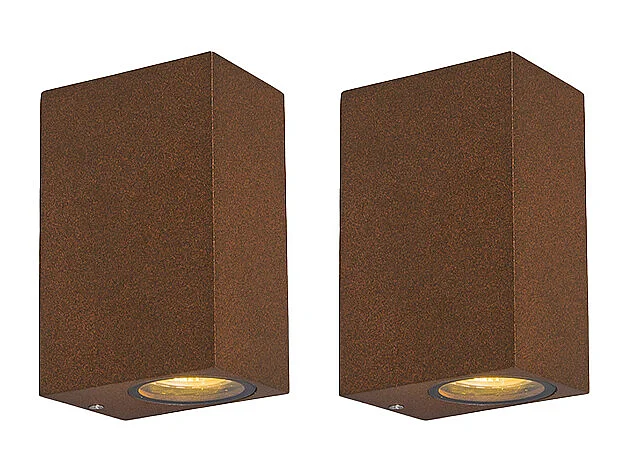 Lot de 2 appliques murales industrielles brun rouille 2 lumières IP44 - Baleno