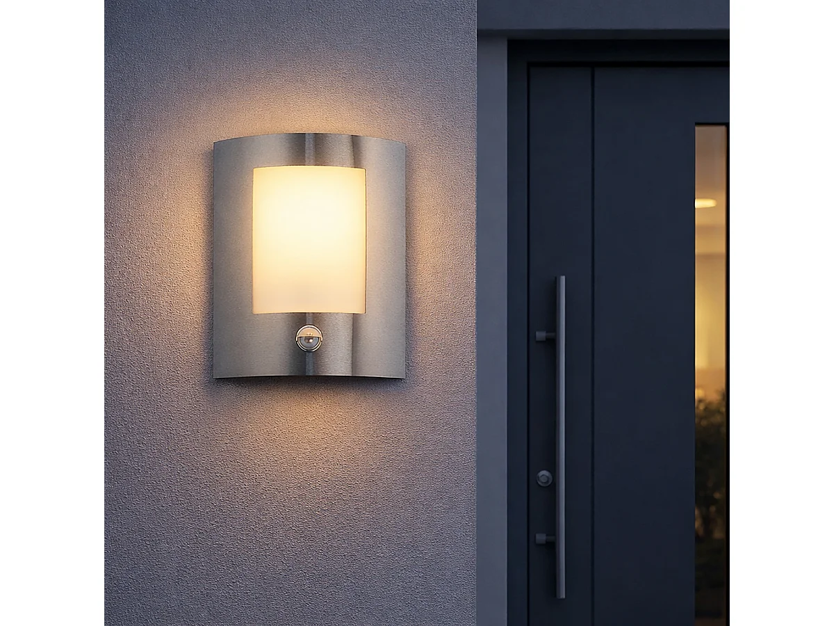 Applique murale extérieure moderne en acier avec détecteur de mouvement IP44 - Emmerald 1