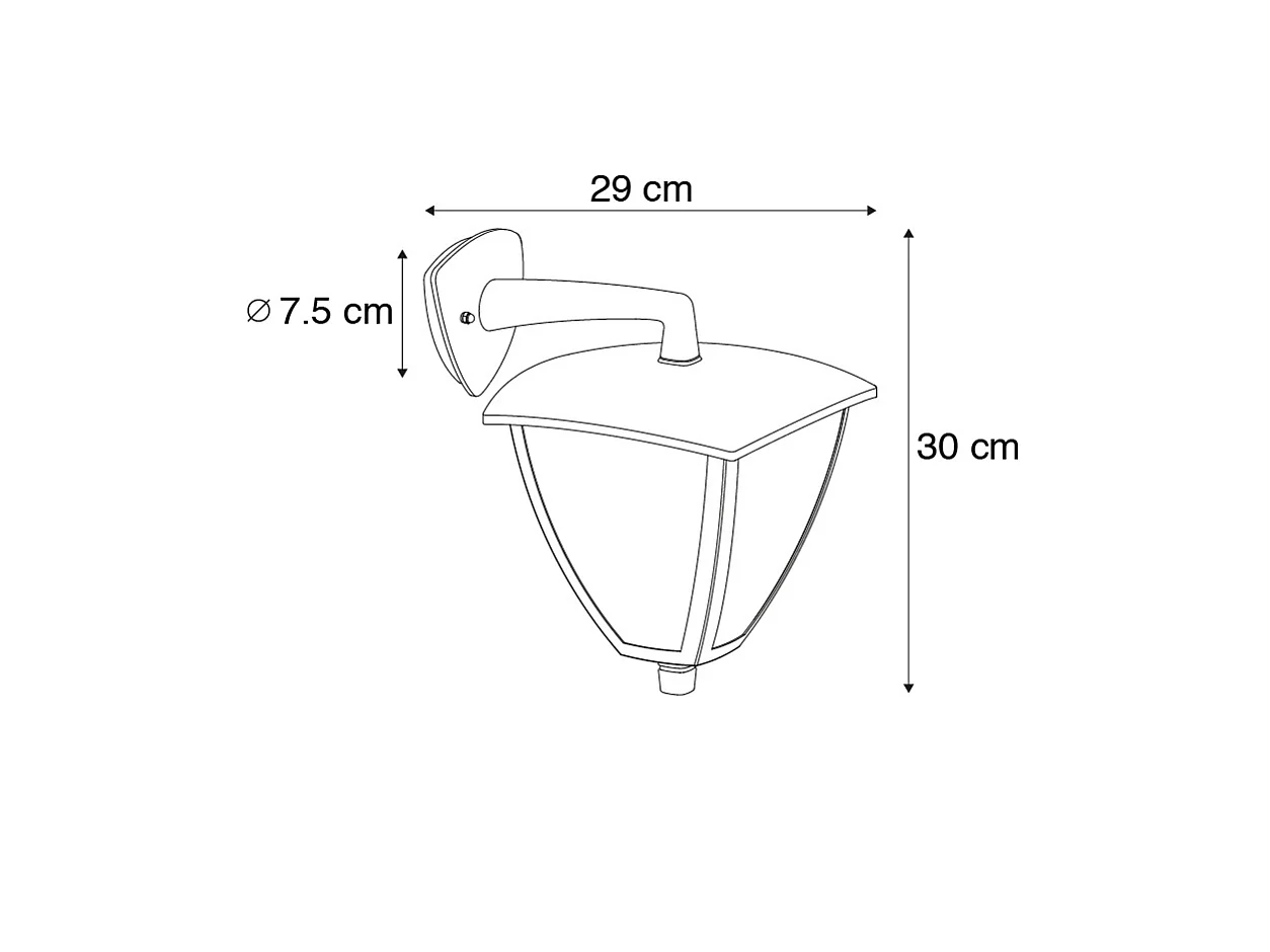 Lanterne d'extérieur classique mur bas gris foncé IP44 - Platar