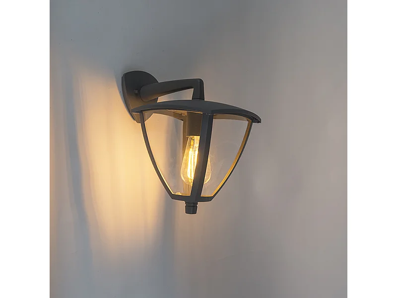 Lanterne d'extérieur classique mur bas gris foncé IP44 - Platar