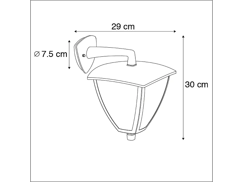 Lanterne murale d'extérieur classique à poser vers le bas gris foncé IP44 - Platar