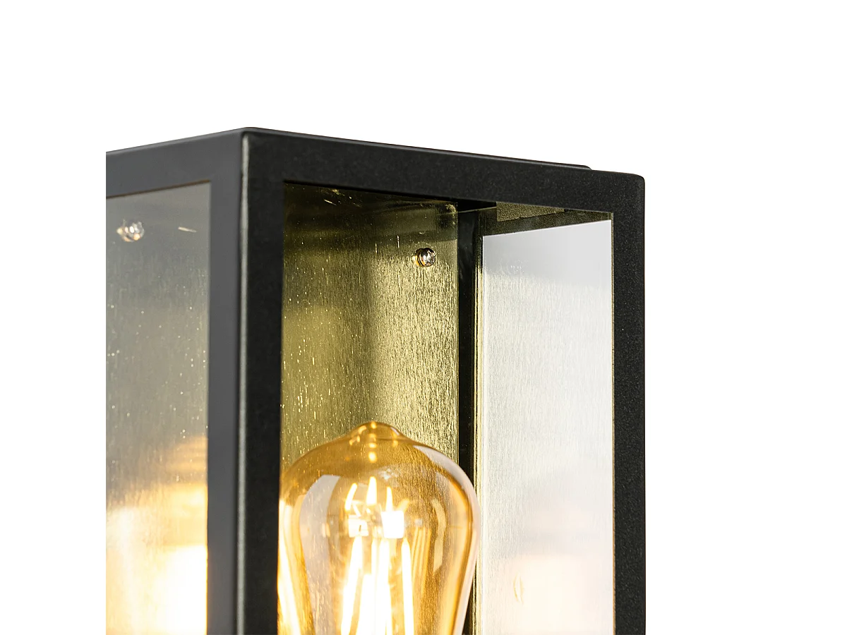 Applique d'extérieur noire avec capteur clair-foncé doré - Rotterdam