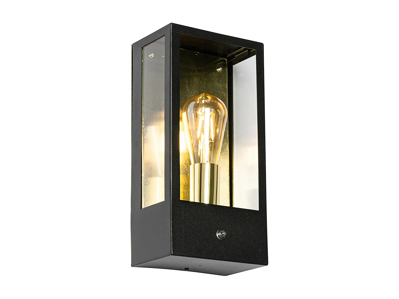 Applique d'extérieur noire avec capteur clair-foncé doré - Rotterdam