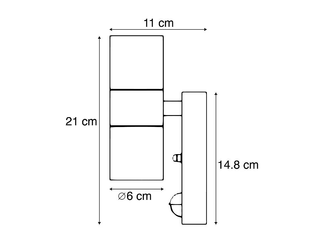 Applique murale d’extérieur en acier 2 lumières IP44 avec détecteur de mouvement - Duo