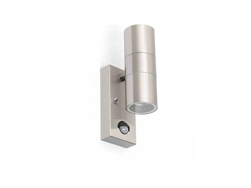 Applique murale d’extérieur en acier 2 lumières IP44 avec détecteur de mouvement - Duo