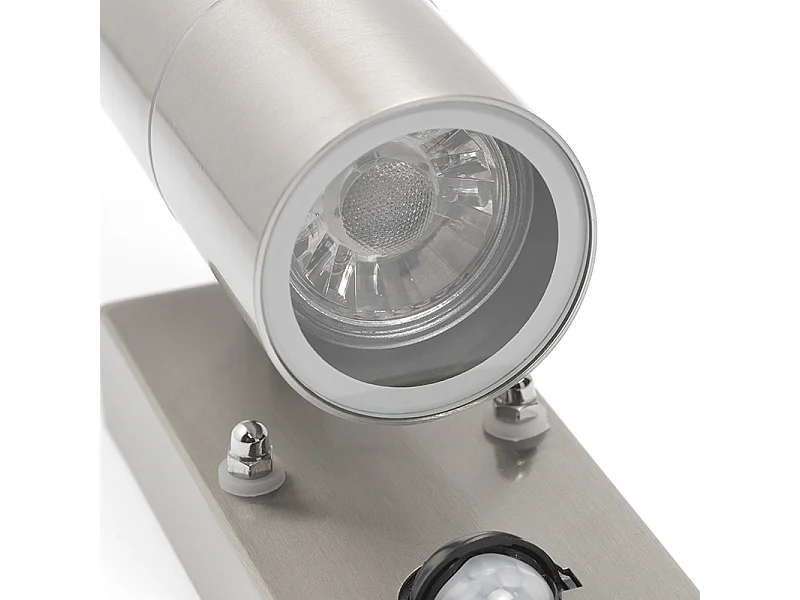 Applique murale extérieure en acier 2 lumières IP44 avec détecteur de mouvement - Duo