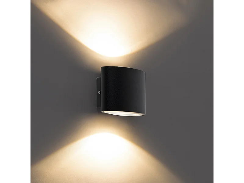 Applique murale d'extérieur moderne noire avec LED IP44 - Ovum