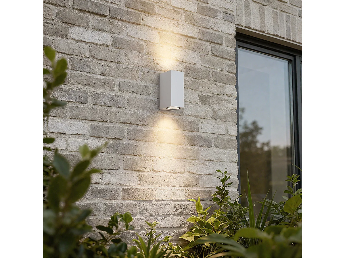 Applique murale d'extérieur moderne en plastique blanc 2 lumières - Baleno