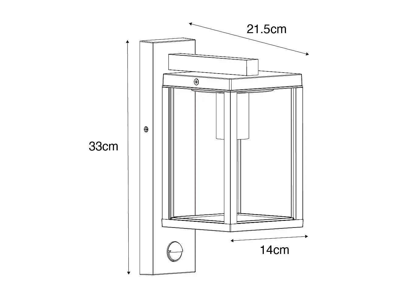 Lanterne murale d'extérieur noire avec verre nervuré et détecteur de mouvement - Charlois