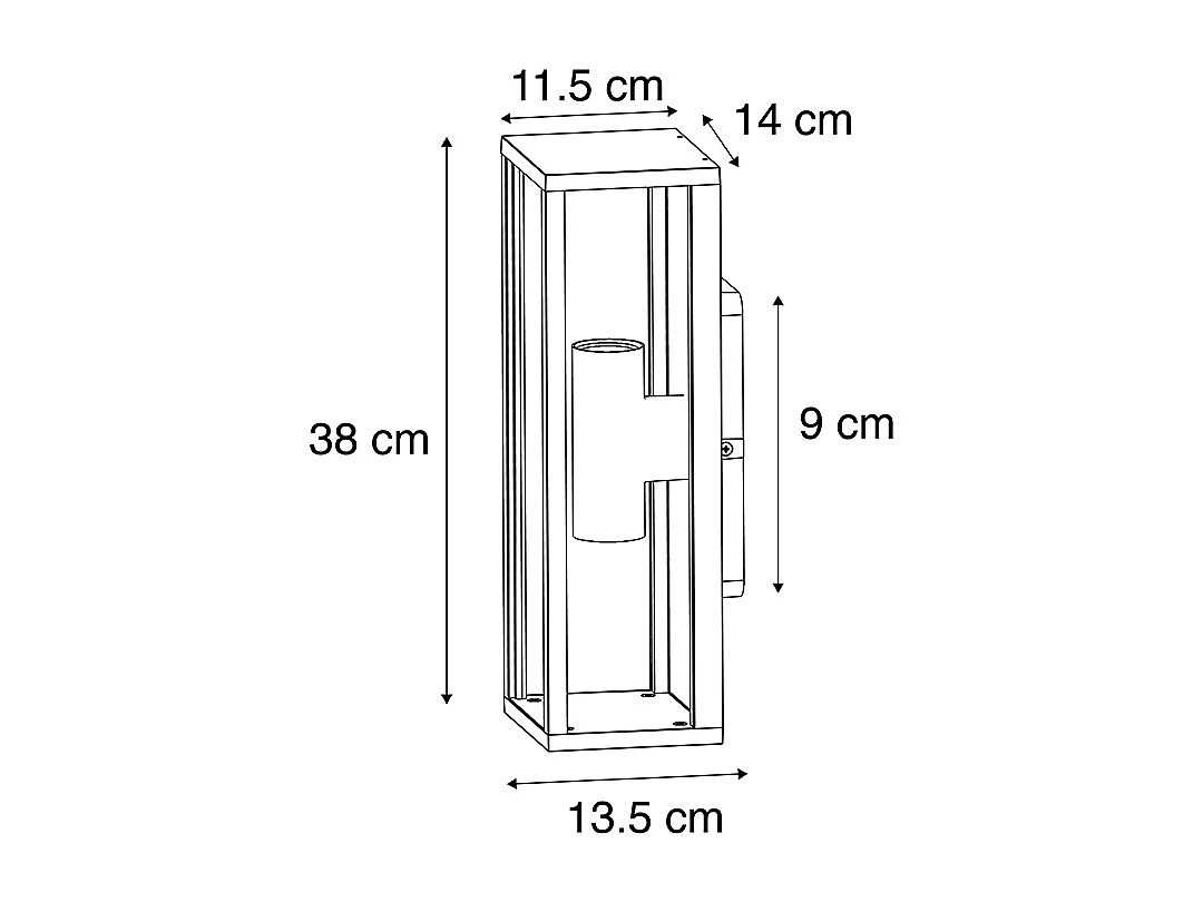 Applique industrielle noire 38 cm 2 lumières IP44 - Charlois