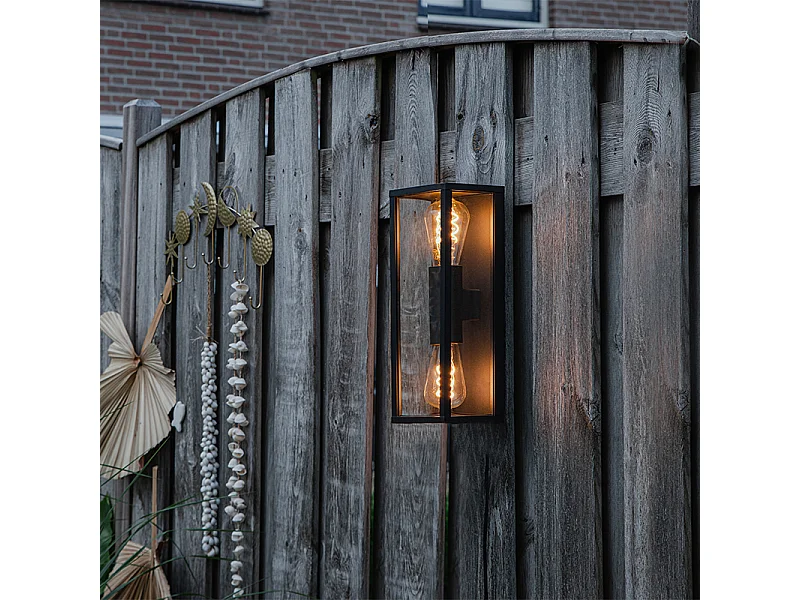 Applique murale industrielle noire 38 cm 2 lumières IP44 - Charlois