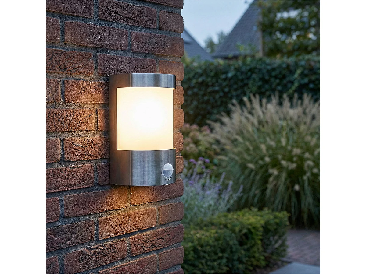 Applique d'extérieur moderne en acier inoxydable avec détecteur de mouvement IP44 - Mira