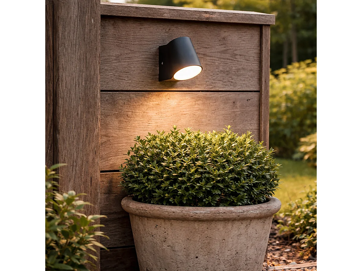 Lampe d'extérieur moderne anthracite avec LED et capteur crépusculaire - Uma