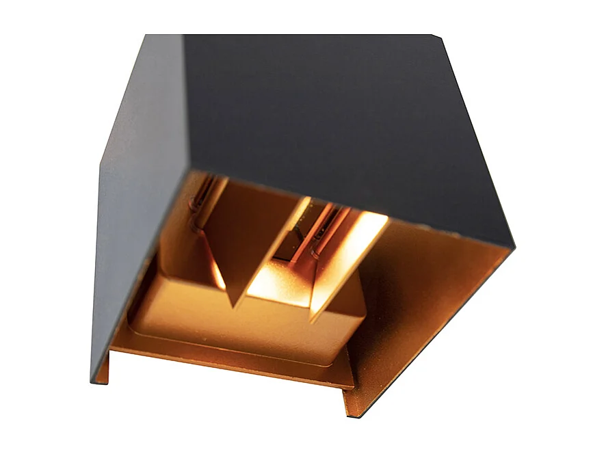 Applique d'extérieur noir avec or avec LED 2 lumières IP54 - Edwin