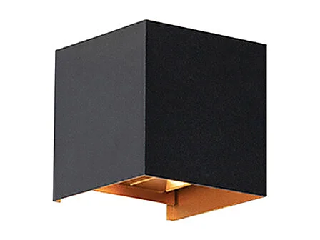 Applique murale extérieure noire avec or avec LED 2 lumières IP54 - Edwin