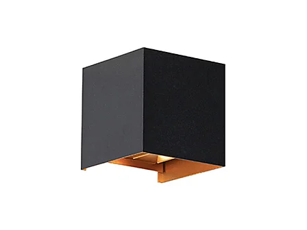 Applique d'extérieur noir avec or avec LED 2 lumières IP54 - Edwin