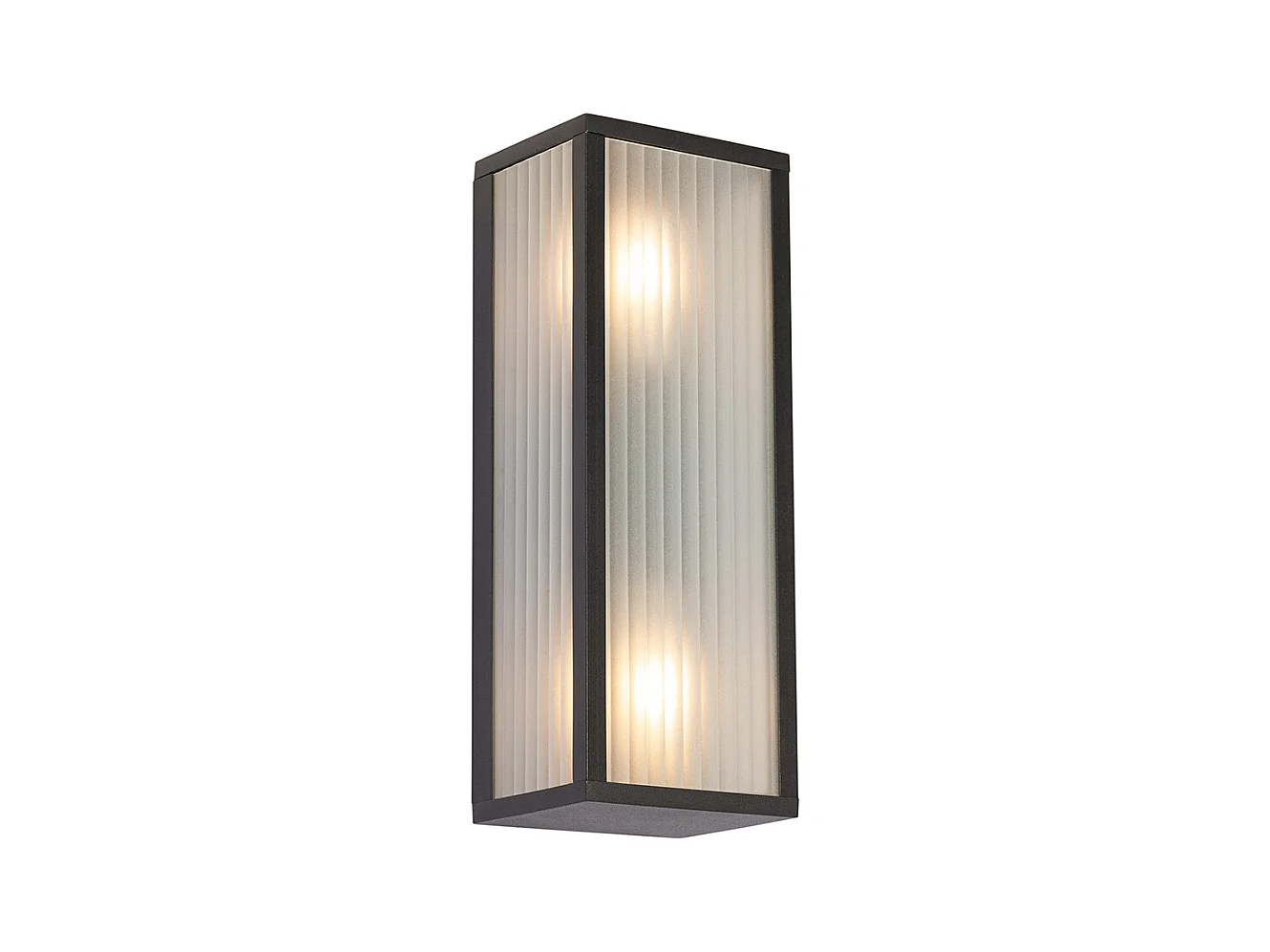 Applique d'extérieur noire avec verre nervuré 2 lumières IP44 - Charlois