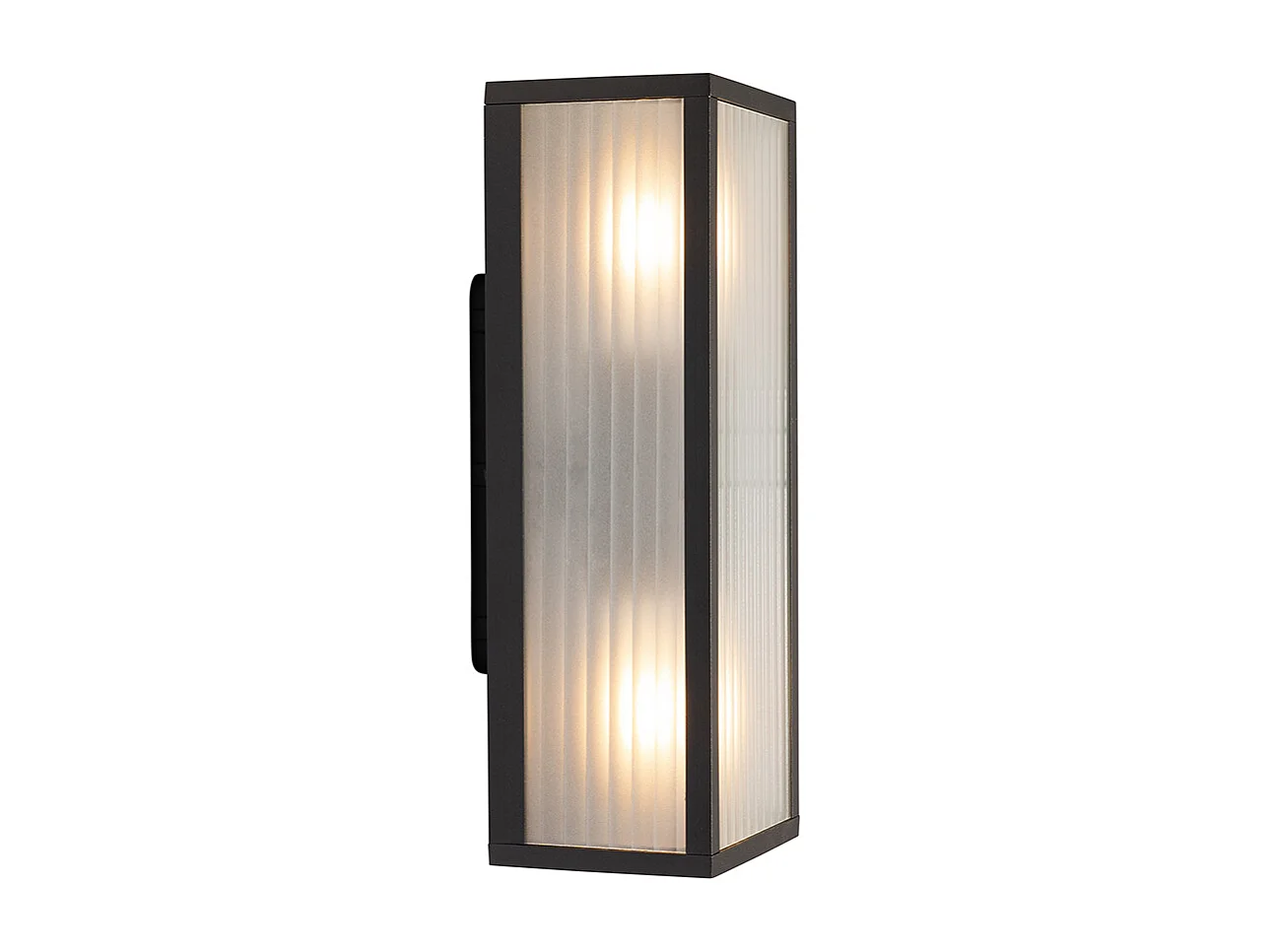 Applique murale d'extérieur noire avec verre nervuré 2 lumières IP44 - Charlois