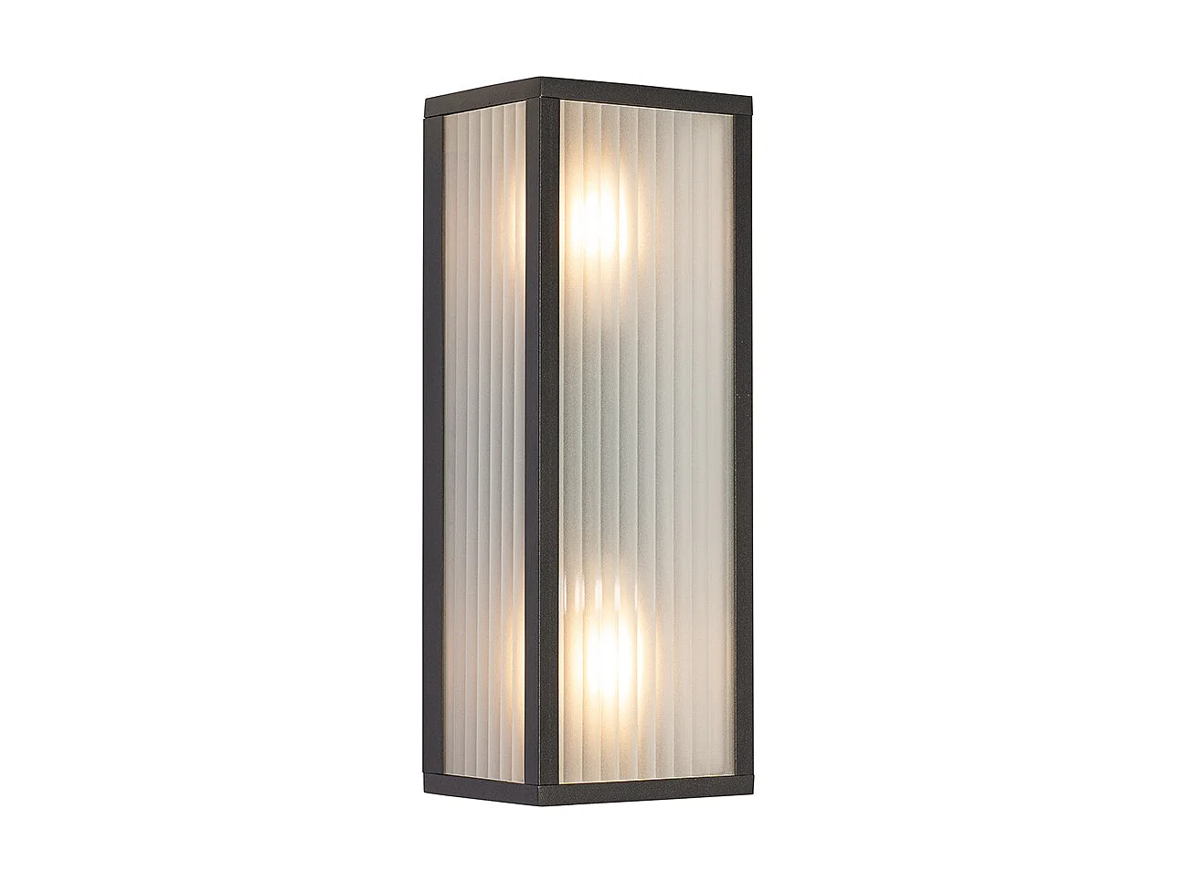 Applique murale d'extérieur noire avec verre nervuré 2 lumières IP44 - Charlois