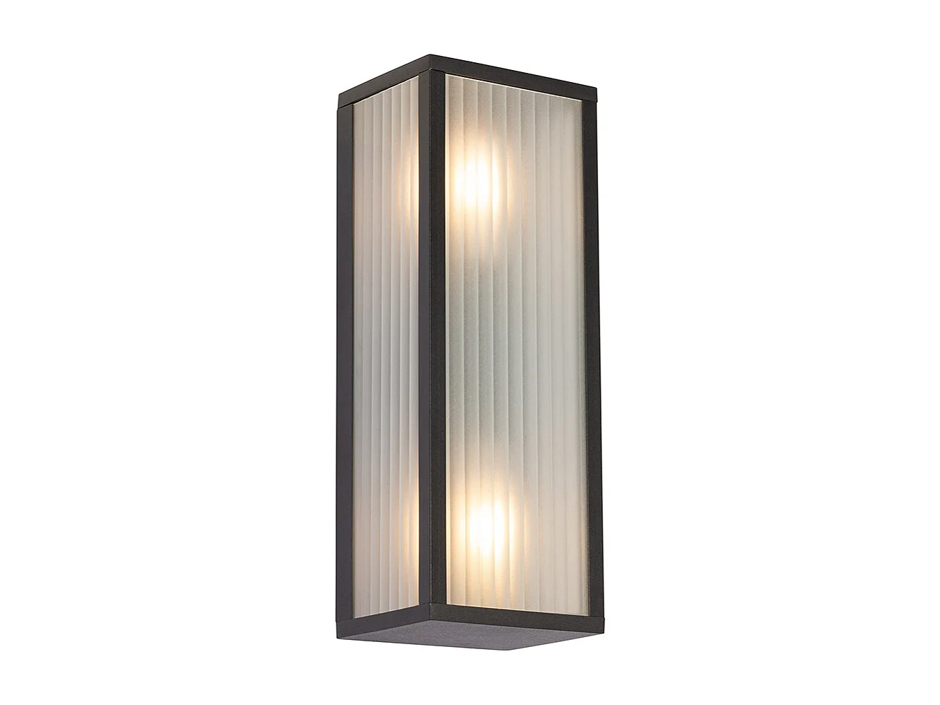 Applique murale d'extérieur noire avec verre nervuré 2 lumières IP44 - Charlois