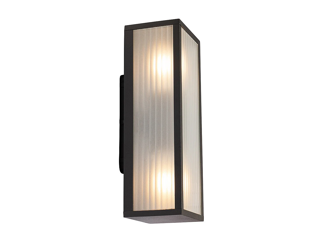 Applique murale d'extérieur noire avec verre nervuré 2 lumières IP44 - Charlois