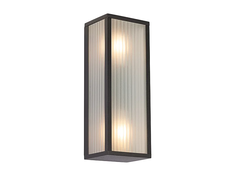 Applique murale d'extérieur noire avec verre nervuré 2 lumières IP44 - Charlois