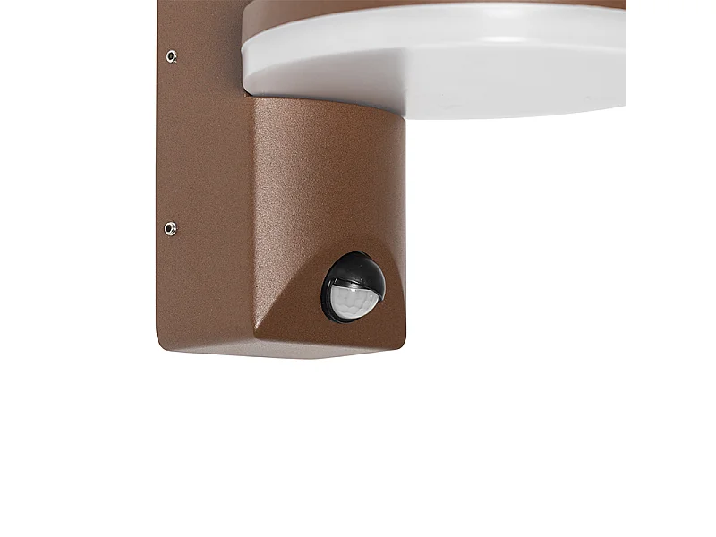Applique d'extérieur brun rouille avec détecteur de mouvement LED IP54 - Esmee