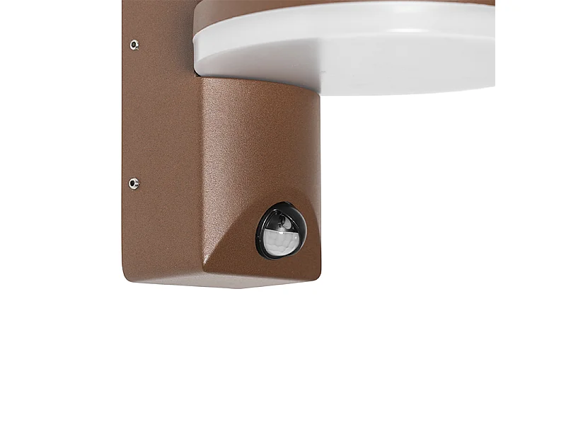 Applique d'extérieur brun rouille avec détecteur de mouvement LED IP54 - Esmee