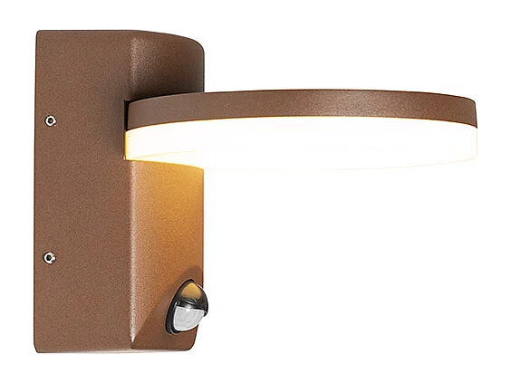 Applique murale d'extérieur brun rouille avec LED IP54 détecteur de mouvement - Esmee
