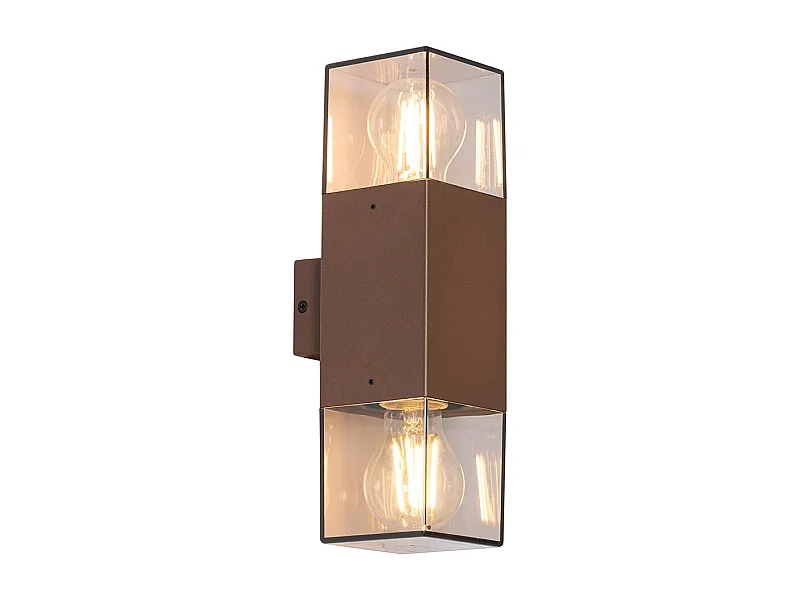 Applique d'extérieur marron rouille avec abat-jour fumé 2 lumières IP44 - Danemark
