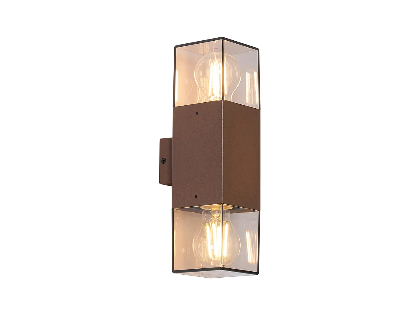 Applique d'extérieur marron rouille avec abat-jour fumé 2 lumières IP44 - Danemark