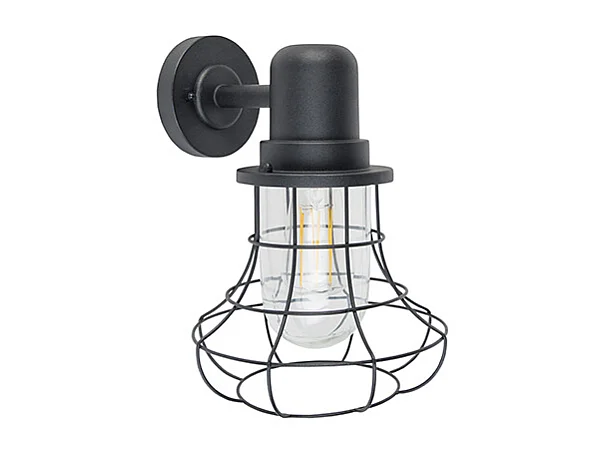 Applique murale country noir IP44 - Moreno