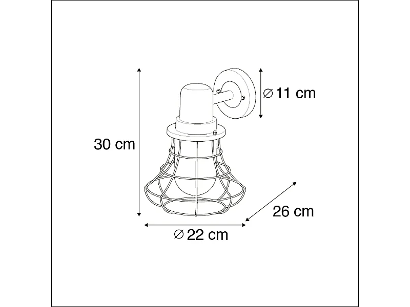 Applique murale d'extérieur rustique noire IP44 - Moreno