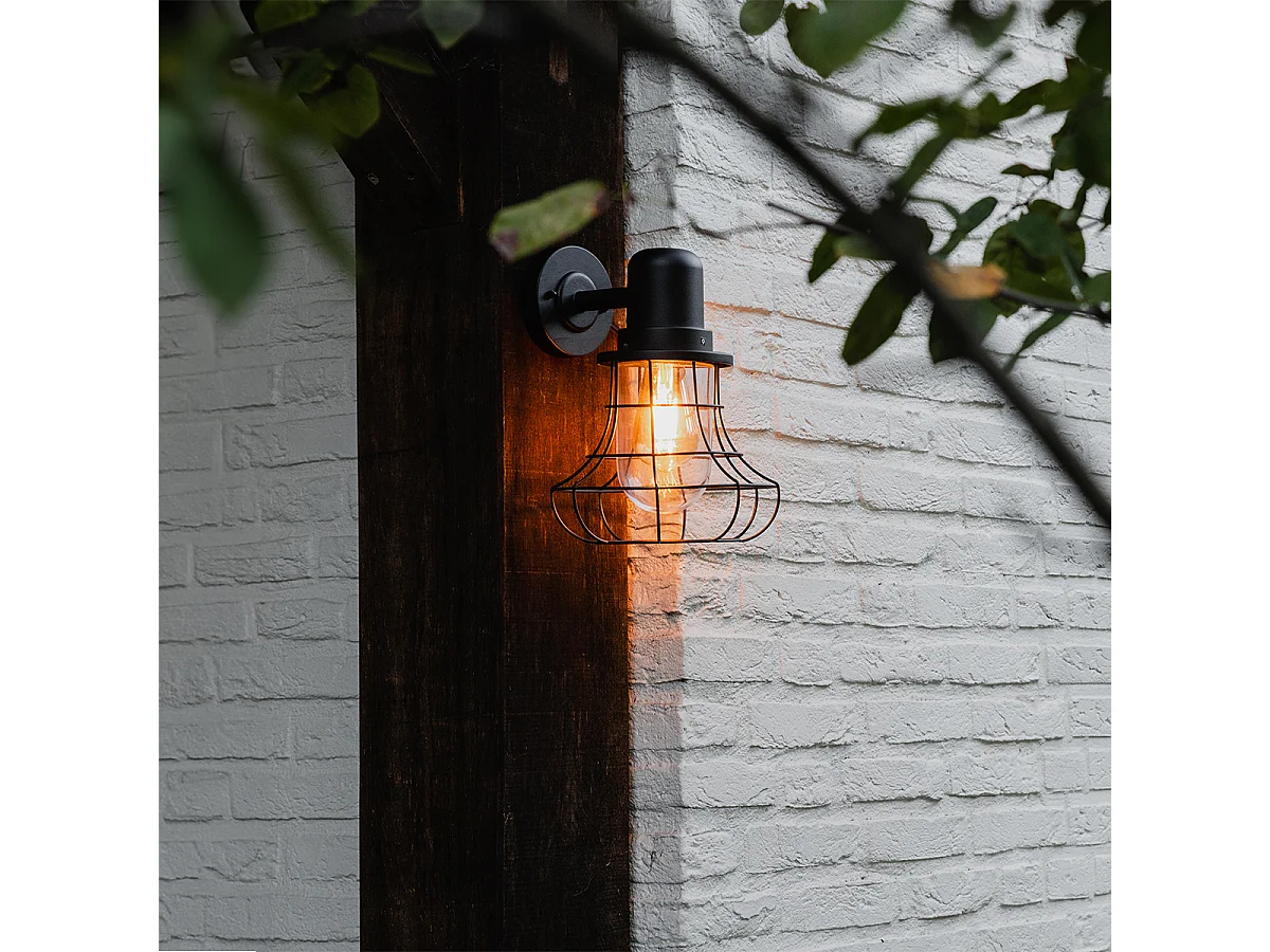 Applique murale d'extérieur rustique noire IP44 - Moreno