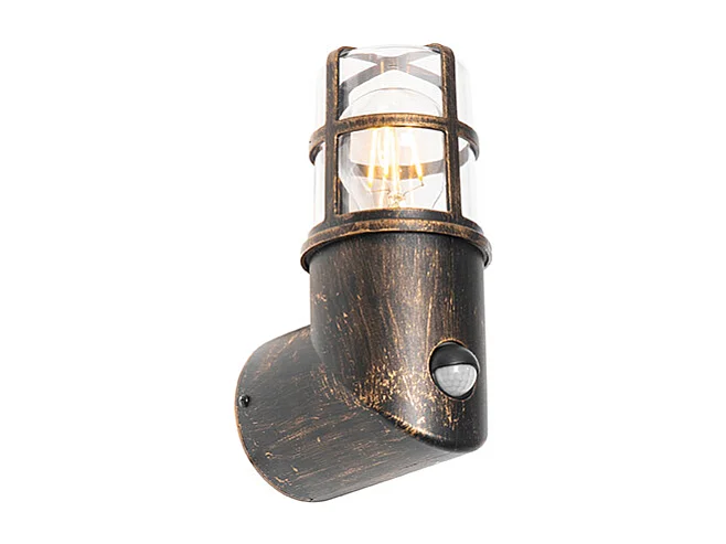 Applique d'extérieur ancienne dorée IP54 avec détecteur de mouvement - KIKI