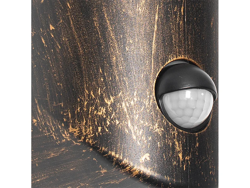Applique murale d'extérieur or antique IP54 avec détecteur de mouvement - Kiki