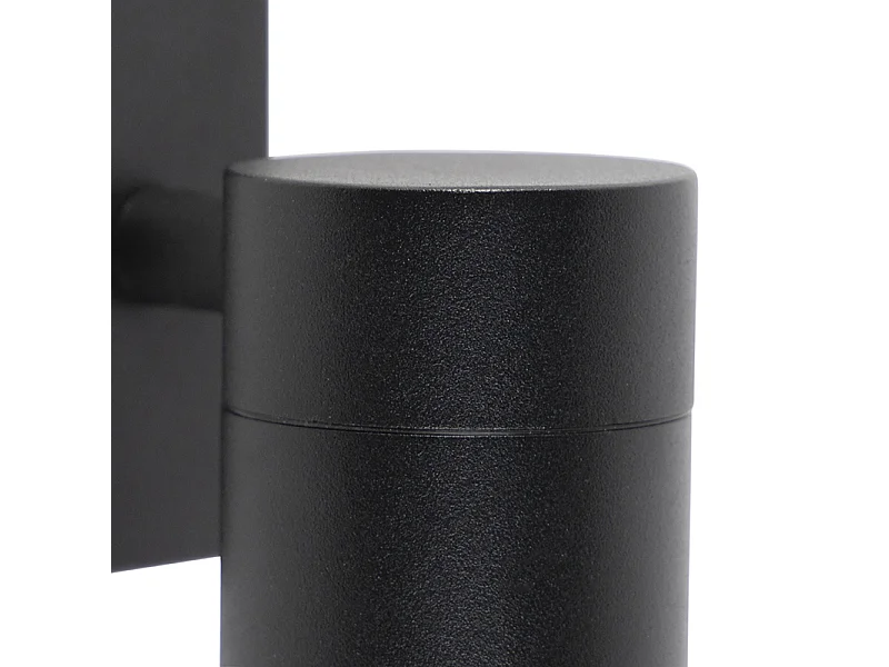 Applique murale d'extérieur noire en acier inoxydable GU10 50mm IP44 - Solo