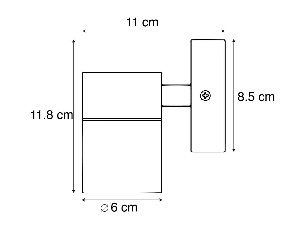 Applique murale d'extérieur noire en acier inoxydable GU10 50mm IP44 - Solo