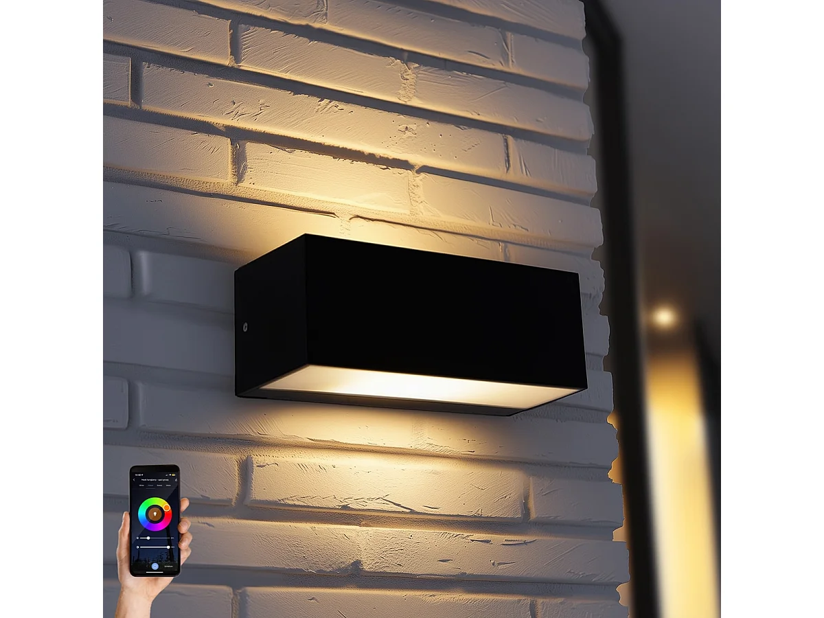 Applique moderne et intelligente noire IP54 avec WiFi A60 - Houks